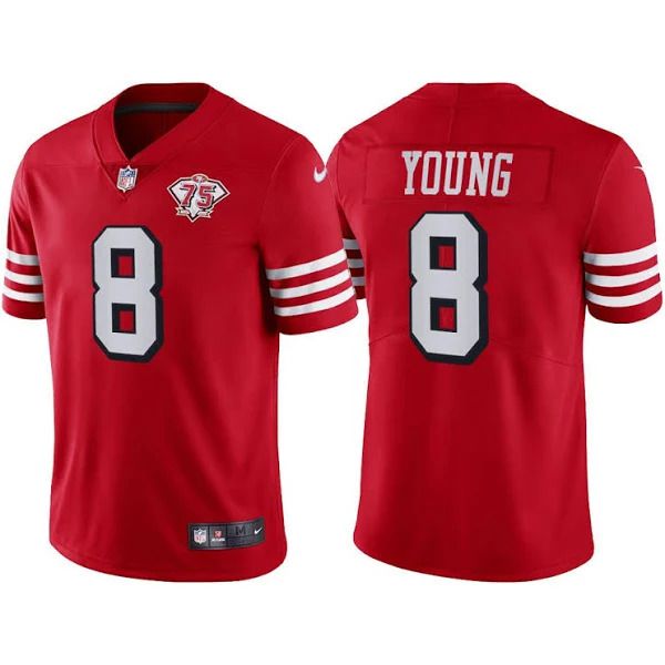 Men San Francisco 49ers #8 Steve Young Nike Red 75th Anniversary Limited NFL Jersey